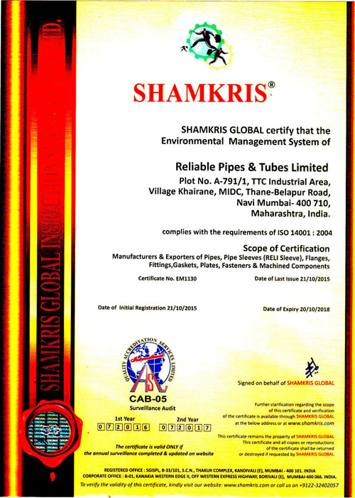 ISO 14001:2004 Certificate